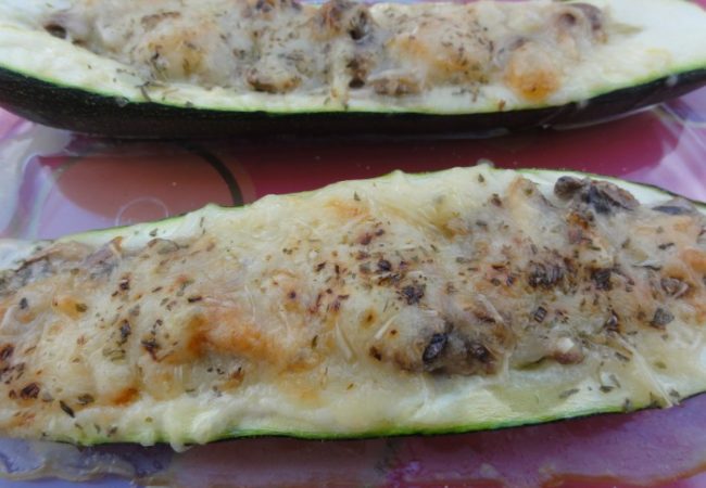 Courgettes farcies aux champignons