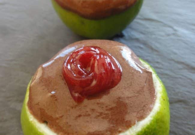 Duo de mousse citron-choco à la gelée de framboise