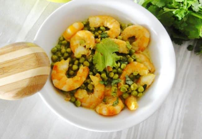 Curry de crevettes et petits pois