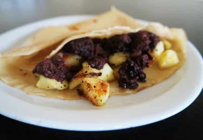 Crêpe boudin noir aux pommes