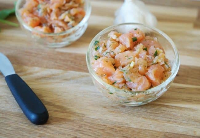 Tartare de truite fumée en verrine