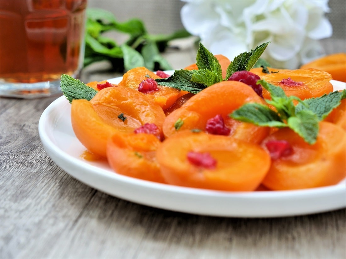 Salade d abricot au sirop à la menthe