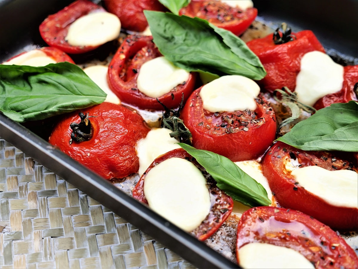 salade de tomate roti et mozzarella