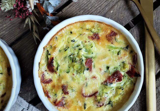 Clafoutis courgette chorizo parmesan