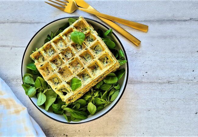 Gaufres aux épinards et fromage