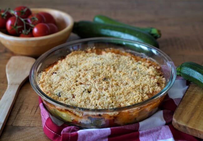 Crumble courgettes et tomates