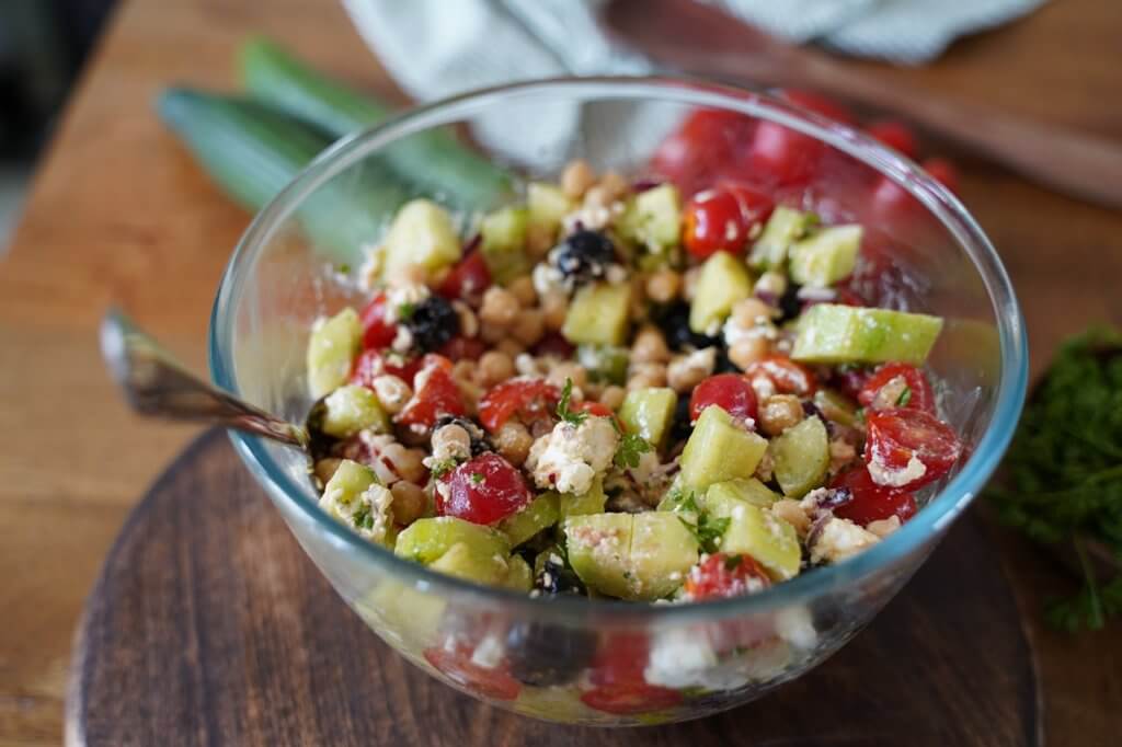 Salade de pois chiche à la grecque | Aux Fourneaux