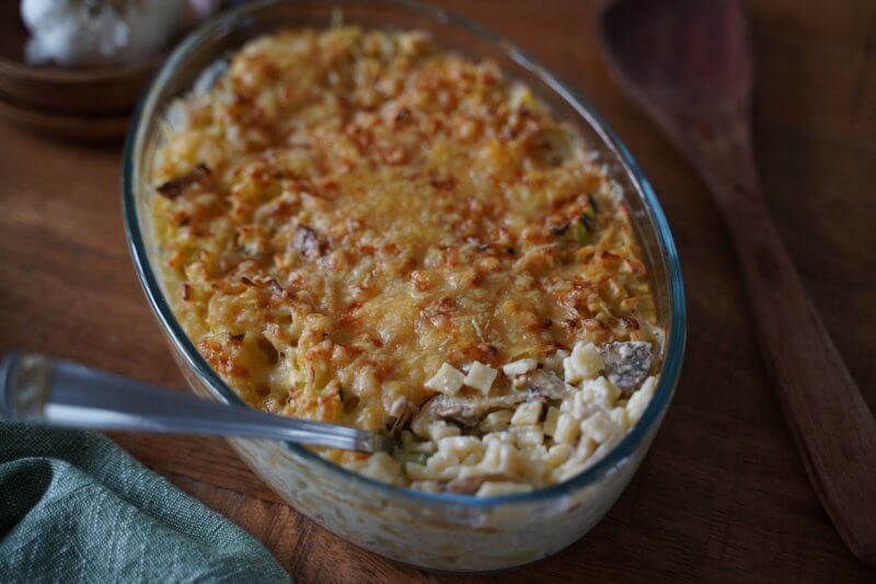 Gratin de crozets champignon courgette