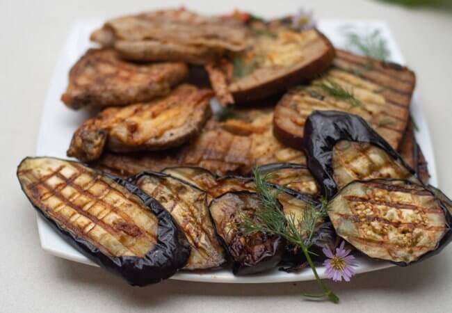 Aubergines grillées peu caloriques