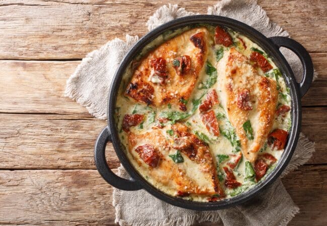 Blanc de poulet moelleux au four avec crème fraîche Blanc de poulet moelleux au four avec crème fraîche