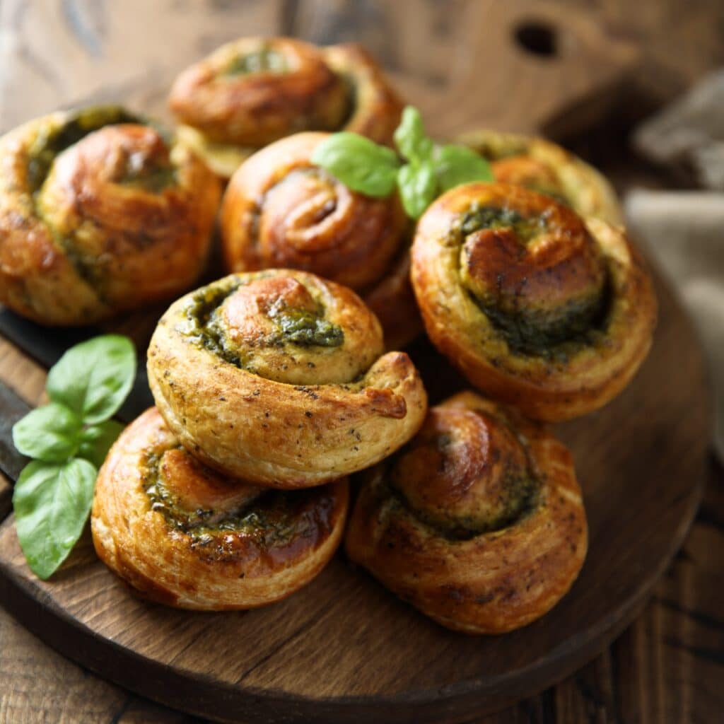 Homemade pastry rolls with pesto sauce | Aux Fourneaux Comment faire des roulés feuilletés au pesto et à la mozzarella